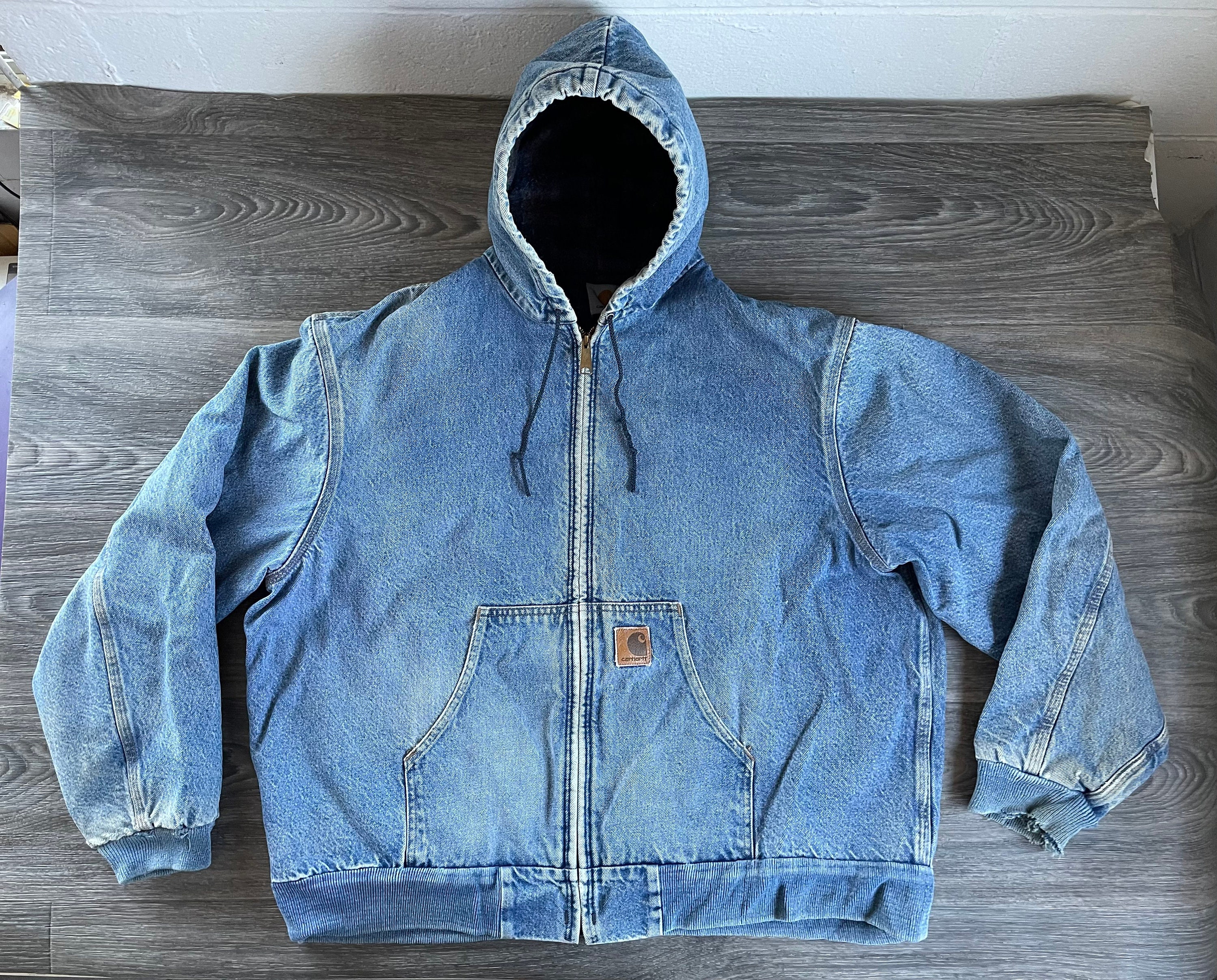 Carhartt Denim Hooded Jacket Plaid Blanket Lined J139 ASAP Carhartt Denim Hooded Jacket Plaid Blanket Lined J139 ASAP