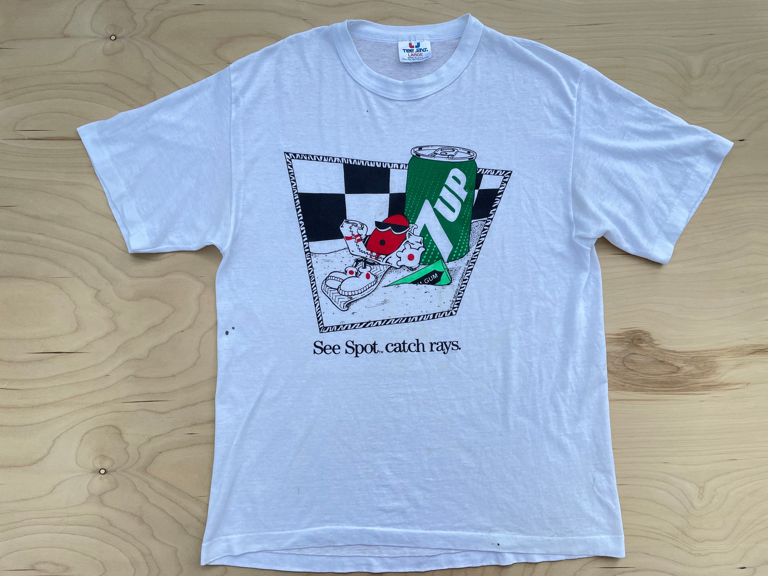 クールな価格でホットなピック Vintage 7up Shirt 80s See Spot Catch Rays Soda Pop Tee トップス