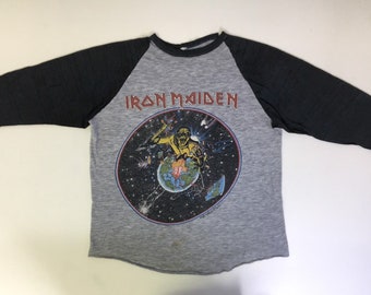 IRON MAIDEN Shirt World Piece Tour 1983 Vintage ORIGINAL 80's Beast On The Run Tshirt Jersey Band Rock Heavy Metal Size Medium