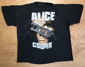 Alice Cooper Shirt Trash America Tour 1989-1990 Tee Poison Song Heavy Metal Shock Rock Concert Tshirt Glam Hard Rock Size Large (Boxy)