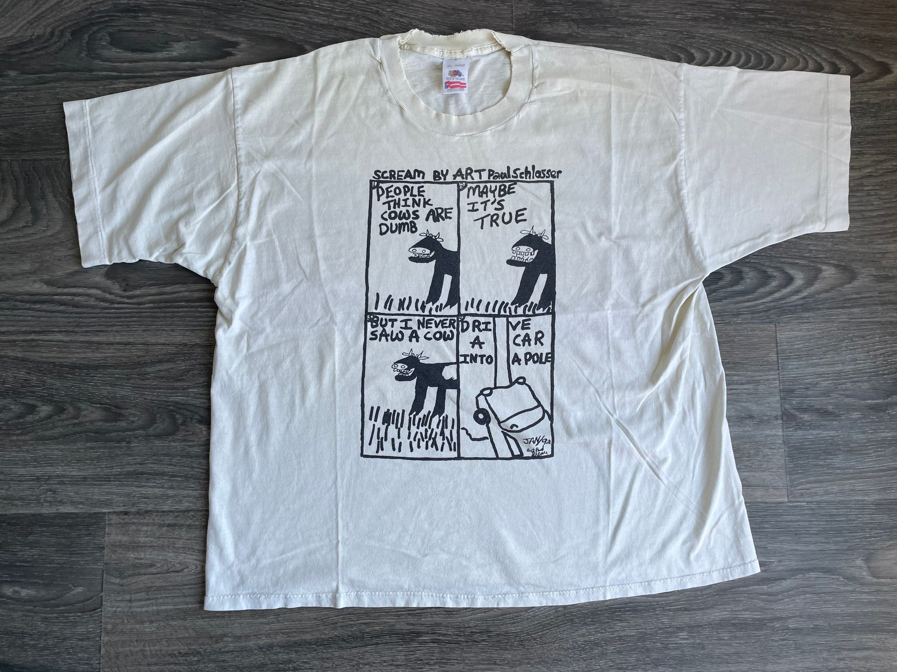 Scream by Art Paul Schlosser Shirt Cow Dumb People Comic Artist