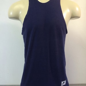 NIKE Shirt Tank Top 80's Vintage/ Nike GREY Tag 50/50 Poly/Cotton UsA Made Navy Blue/ Athletic Muscle Basketball Shirt X-Large fits like Med
