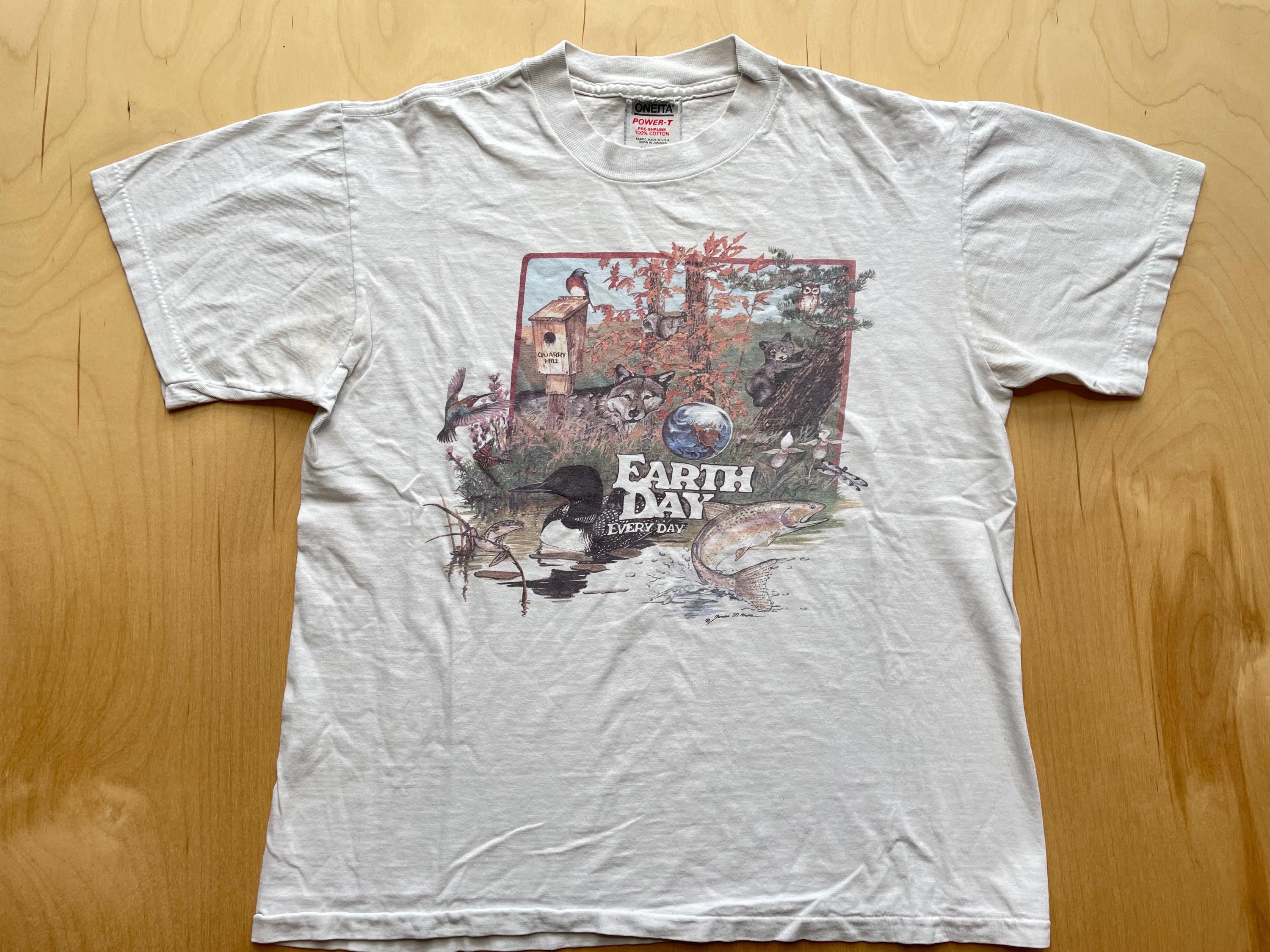 VTG 90s Oneita Power Salt Marsh Honey Creek Georgia White