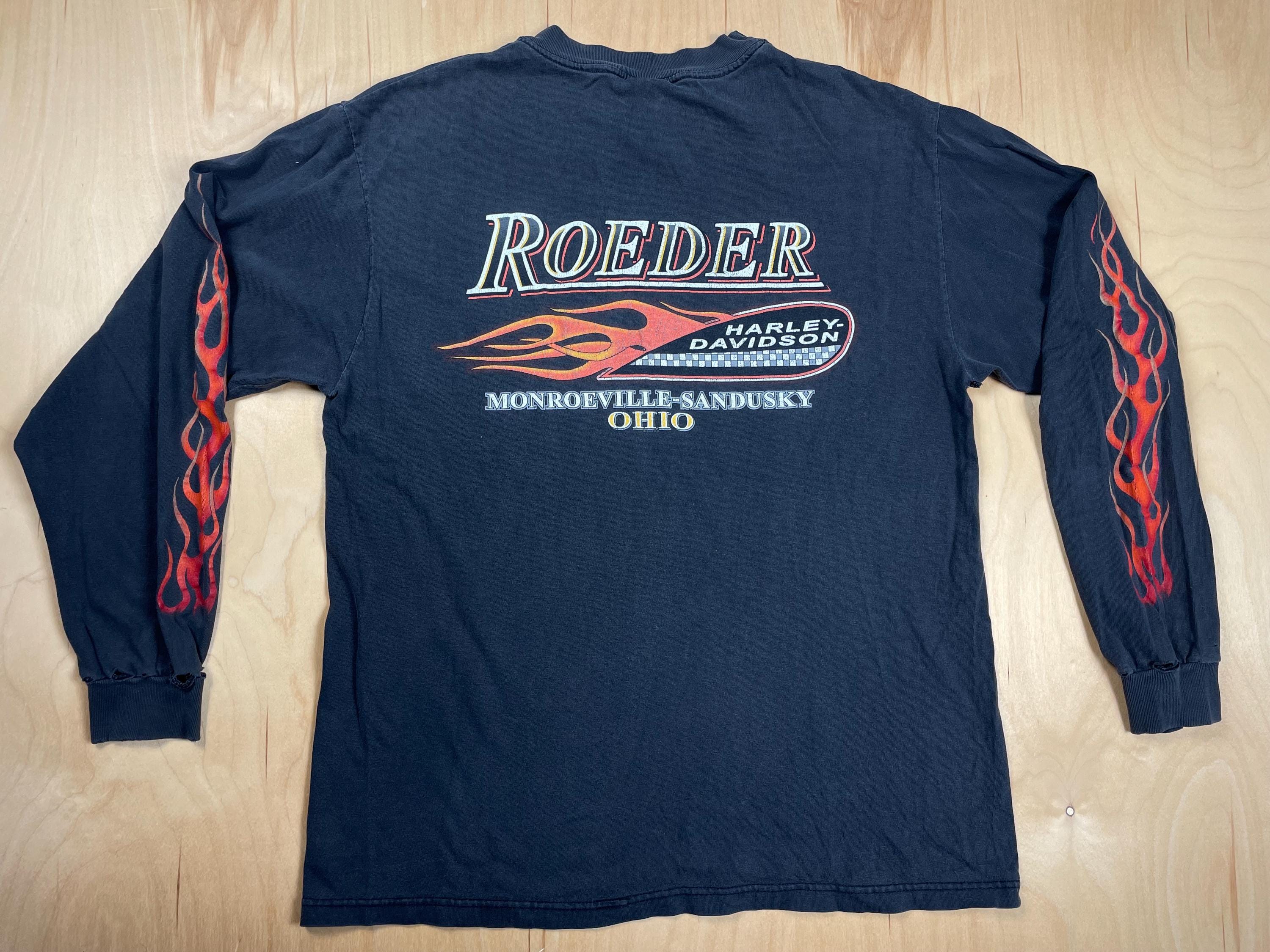 Harley Davidson V Flames Shirt 1999 Long Sleeve Rare Made in the