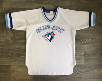 sweetVTGtshirt Toronto Blue Jays Jersey 80s CCM Baseball Blank White Uniform Shirt MLB Canada Size M/L