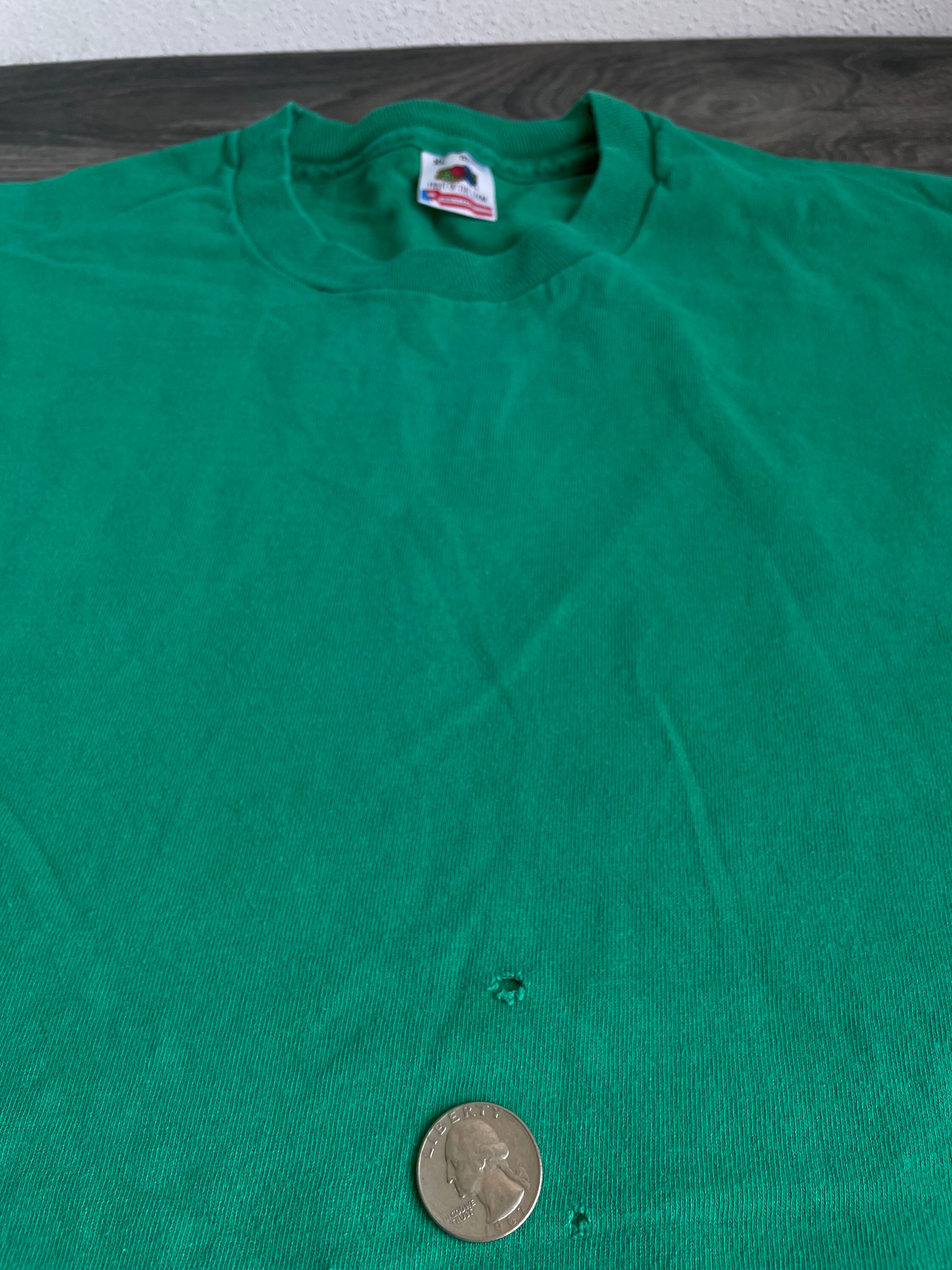 T-shirt Vintage Années 80 Vert USA Football - Taille S (Jeunesse M) - Coton - Occasion Très Bon état