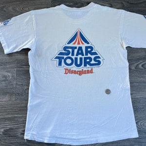 Star Tours Shirt vintage 1986 Star Wars Disneyland Lucasfilm Theme Park TomorrowLand R2D2 Han Solo Mickey Donald Disney Size Medium