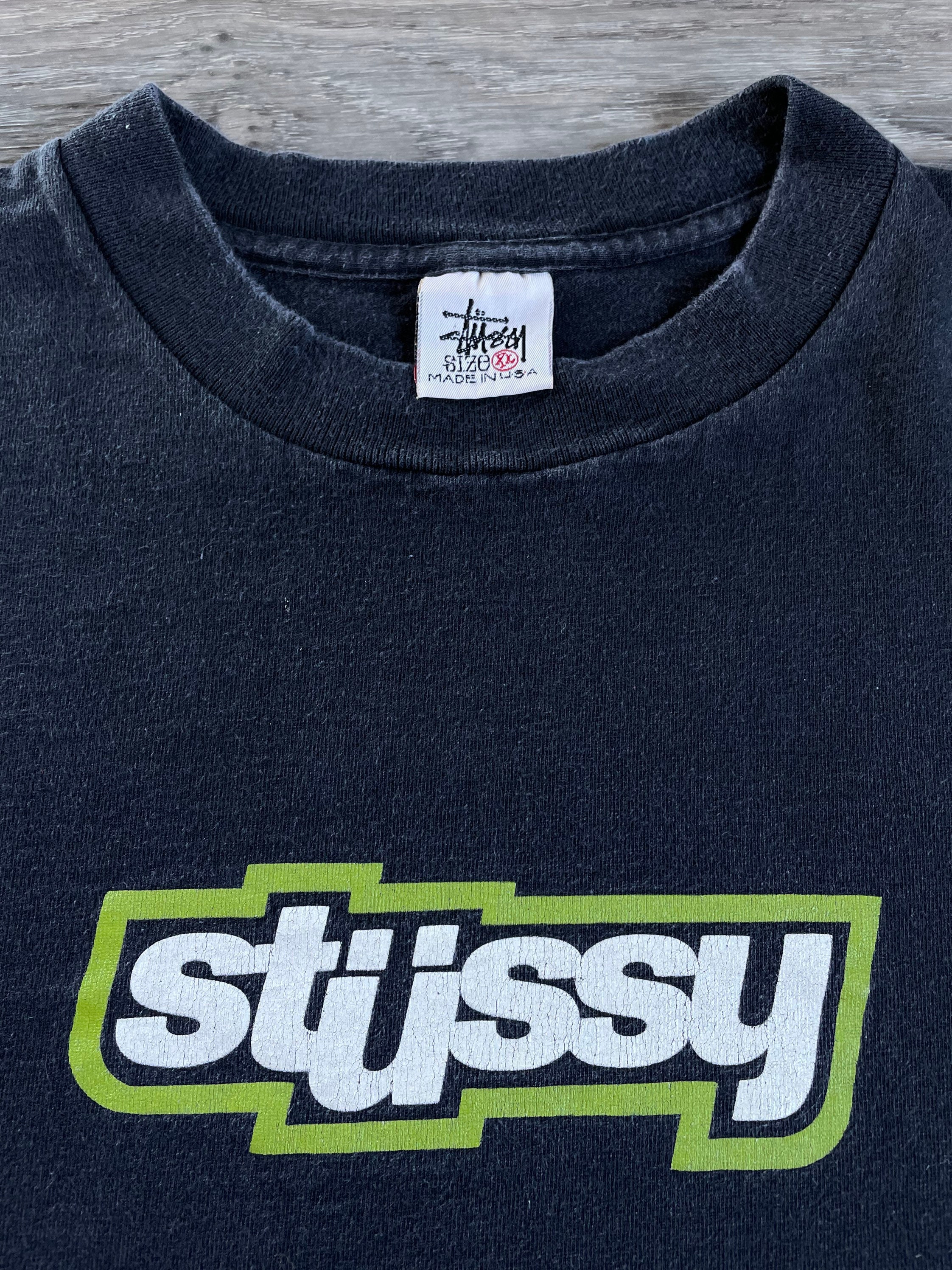 Stussy Shirt Vintage 90s Green Box Logo USA Made Skate Stussy Shirt Vintage 90s Green Box Logo USA Made Skate