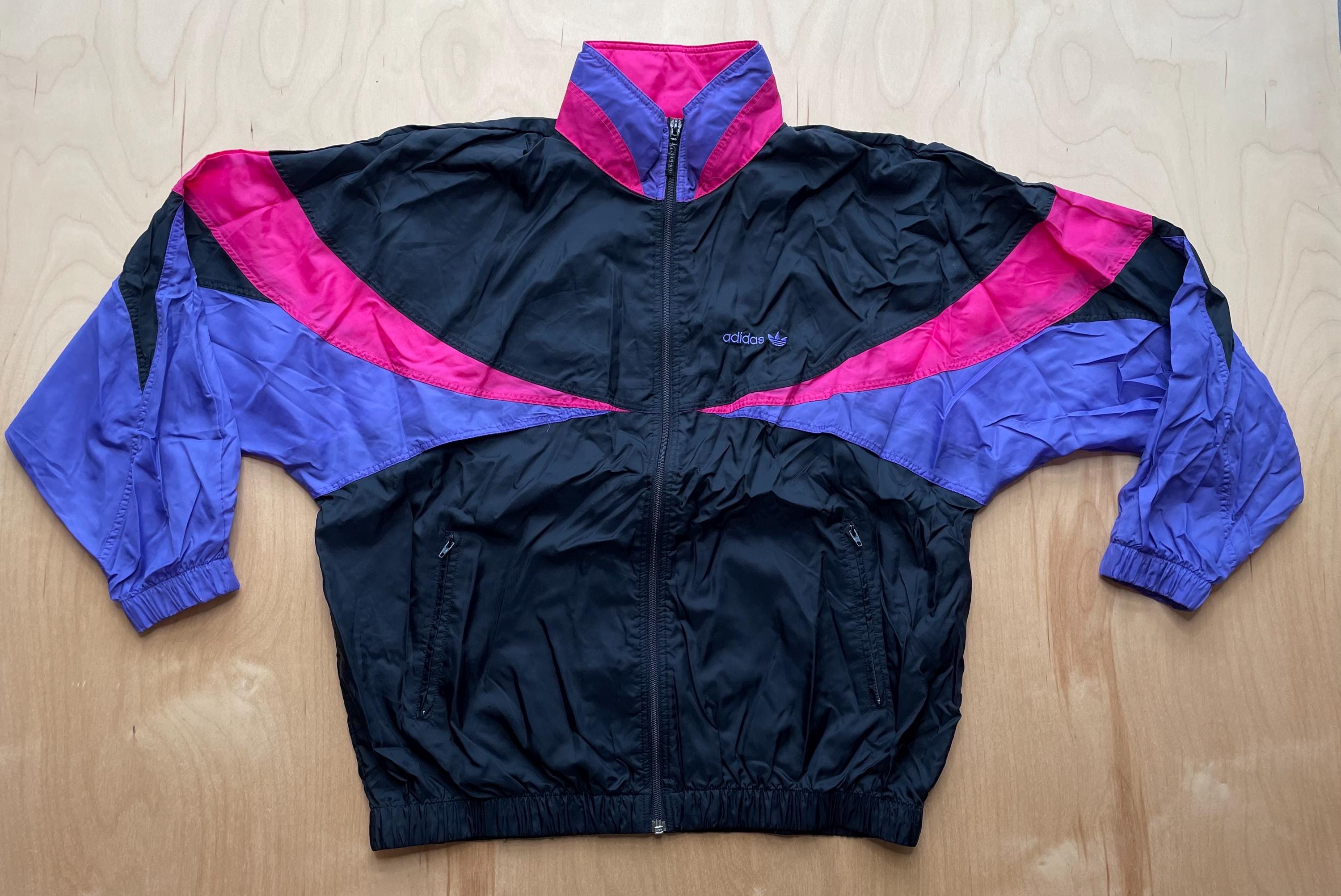 Adidas Warm up Jacket 90s Vintage Purple Pink Black Color Block