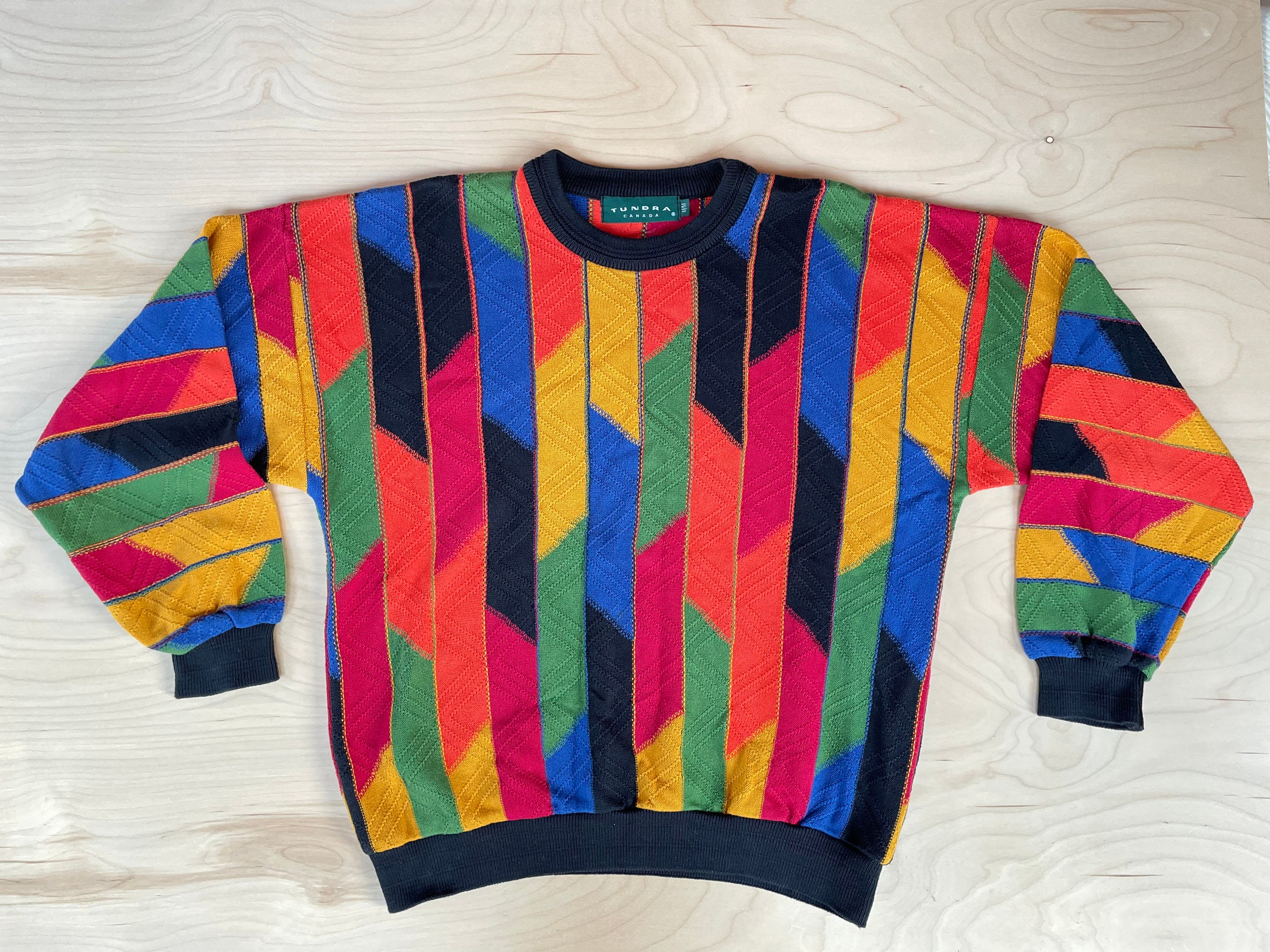 Tundra Sweater Vintage Rainbow Knit Coogi Style 3d Design Jumper