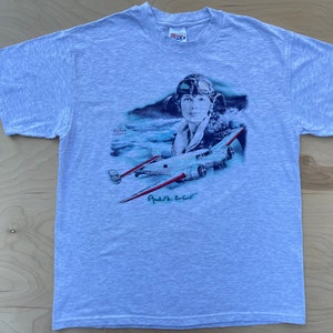 Camisa vintage Amelia Earhart 1998, mujer, aviadora, autora Atlantic Flight Hanes Beefy T, talla grande