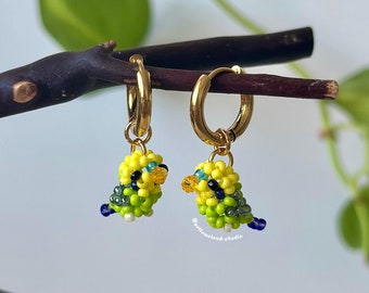 Budgie Parakeet Earrings • little beaded birds • cute handmade jewelry • gifts for bird lovers