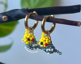 Cockatiel Earrings • little beaded birds • cute handmade jewelry • gifts for bird lovers