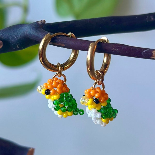Caique Parrot Beaded Bird Earrings • cute handmade jewelry