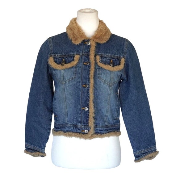 y2k blue faux fur jacket - Gem