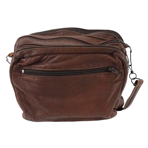 Vintage Convertible Duffle Bag Crossbody Brown Le… - image 1