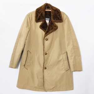 Vintage Mighty Mac Coat Winter Outerwear Mens Size 40 Faux Fur Lining Tan Brown Outer Heavy Weight Outdoor Gear