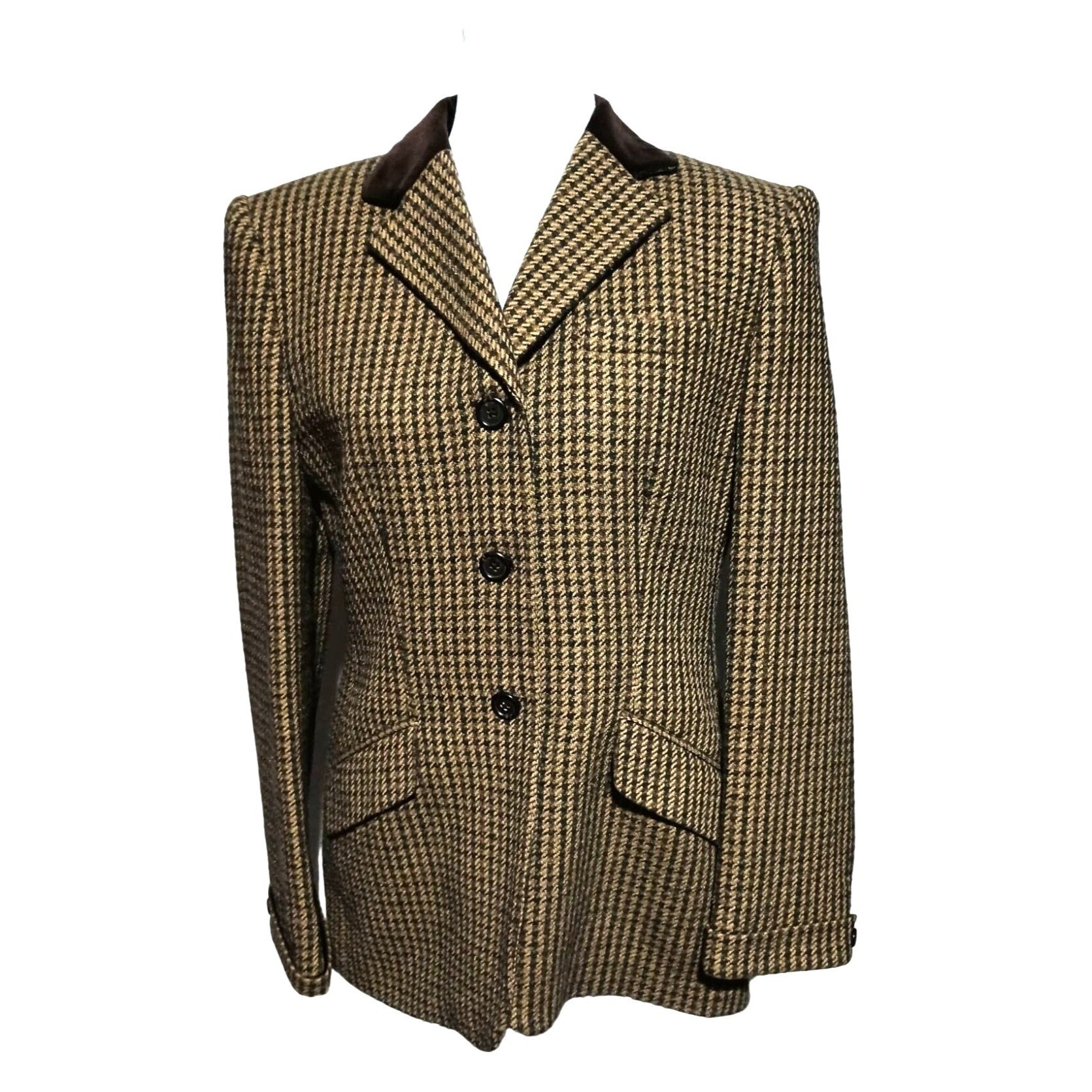 Houndstooth Jacket for Women, Houndstooth Wool Blazer With Belt