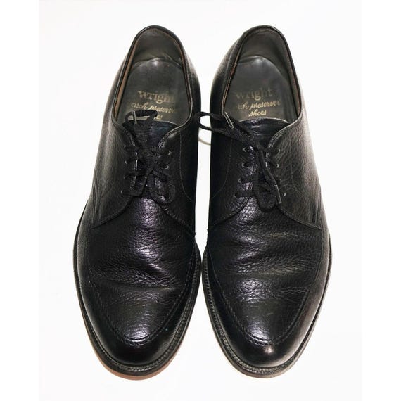 靴 80s E.T. Wright Black straight tip Vintage E.T. Wright Arch Preserver Black Pebble Grain Leather