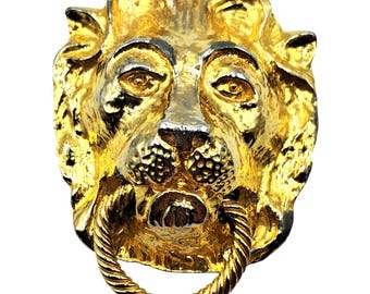 Vintage Mimi Gold Tone Lion Head Door Knocker Belt Buckle Vintage Mimi Di main image 4
