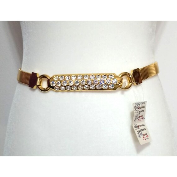 Vintage Rhinestone Crystal Belt Gold Tone Chunky Statement  display picture 1