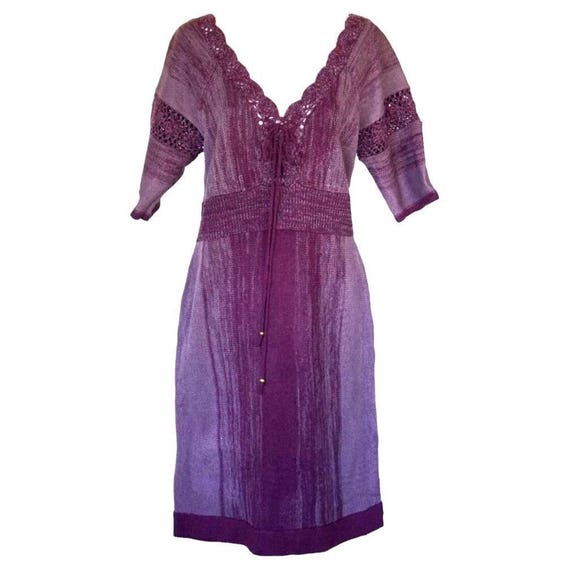 Derek Heart Juniors Dress Women XL Purple Knit Crochet Lace V-neck Smocked Waist - Etsy Derek Heart Juniors Dress Women XL Purple Knit Crochet Lace V-neck Smocked Waist - Etsy