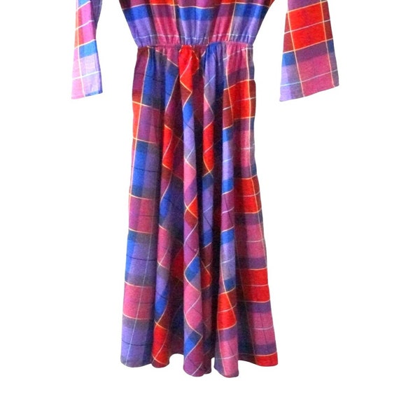 Vintage American Shirt Dress Purple Red Plaid Siz… - image 6