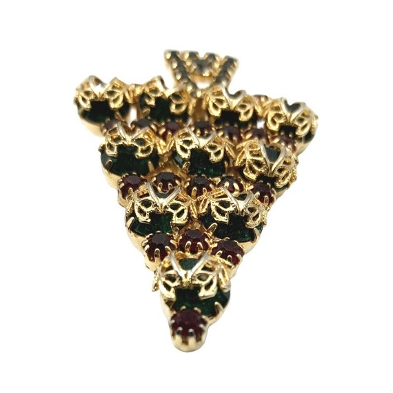 Vintage Hobe Rhinestone Brooch Christmas Tree Pin… - image 4