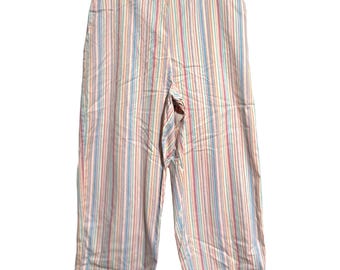 Vintage Alfred Dunner Striped Capri Pants Womens Size 14 Multicolor Pull-On Summer Cotton Blend
