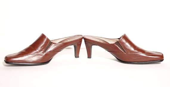 Vintage Women's Size 7/37 Mules High Heeled Brown… - image 1