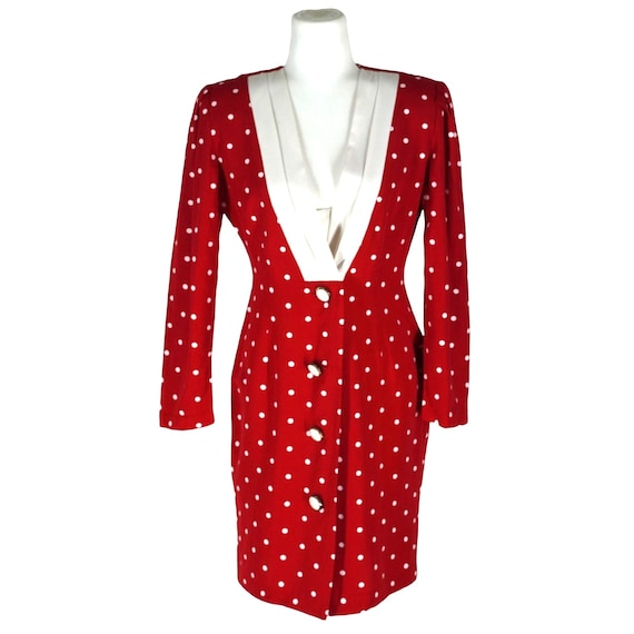 red polka dot button down dress Red Cotton Button Down Midi Dress on Sale Gala