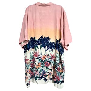 Tommy Bahama Silk Shirt Mens XXL Hawaiian Tropical Palm Print Ombre Pink Floral zdjęcie 2