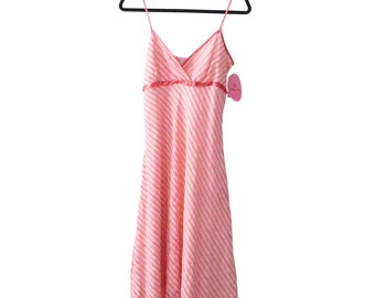 Y2K Volume One Dress Size 11 NOS Deadstock Pink Striped Midi Seersucker Sun Slip