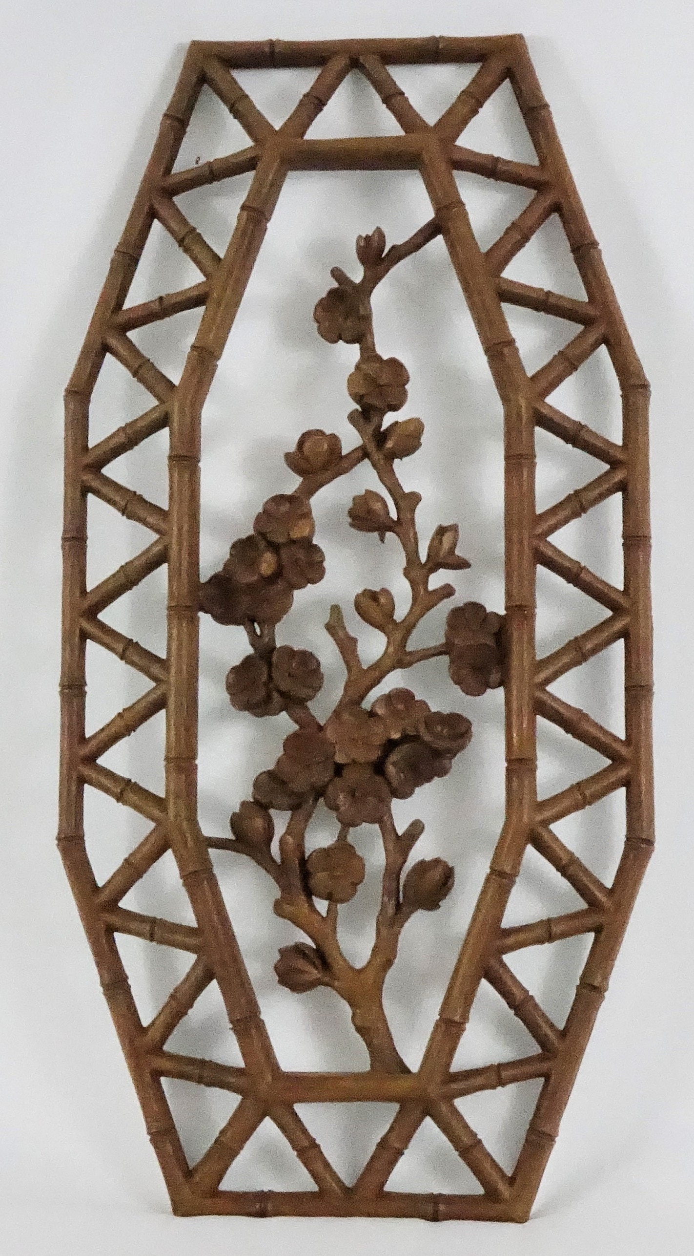 Vintage Syroco Wall Decor Dogwood Cherry Blossom Pair MCM Plastic Wall