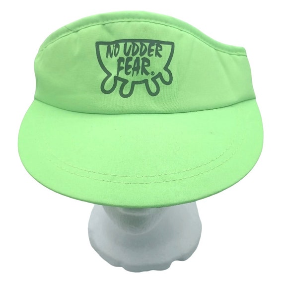 Vintage San Sun Visor Hat No Udder Fear Day Glo N… - image 1