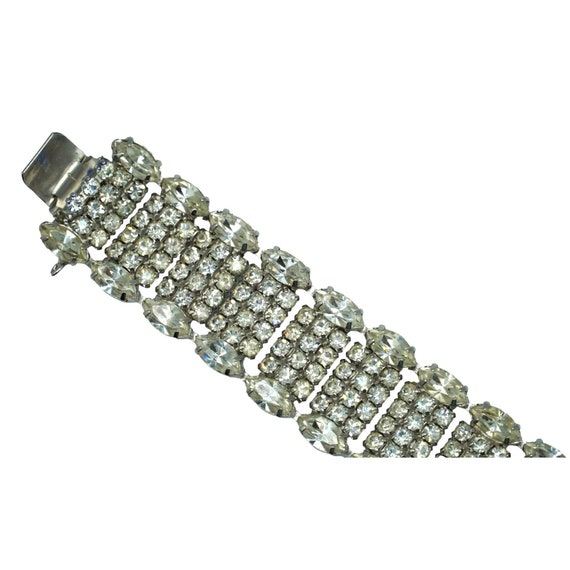 Vintage Clear Rhinestone Bracelet Old Hollywood G… - image 2