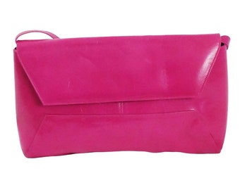 Vintage Charles Jourdan Bag Hot Pink Leather Shoulder Bag Fuchsia Clutch 80s