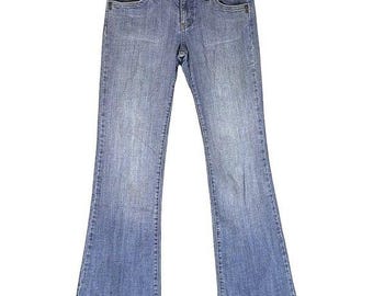 Y2K BU For Malibu Flare Jeans Women 29 Blue Medium Wash Low Rise Stretch Denim