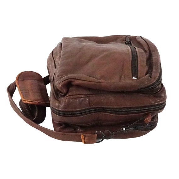 Vintage Convertible Duffle Bag Crossbody Brown Le… - image 3
