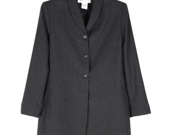 90s Jones New York Blazer Coat Gray Wool Womens Size 12 Vintage