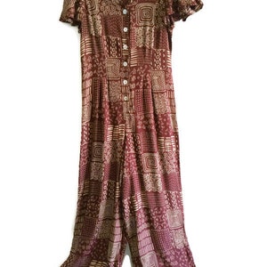 Vintage Jumpsuit Romper Womens Size 11 / 12 Floral Ethnic Tribal Jumper by Breakin&#39; Loose Boho Hippie