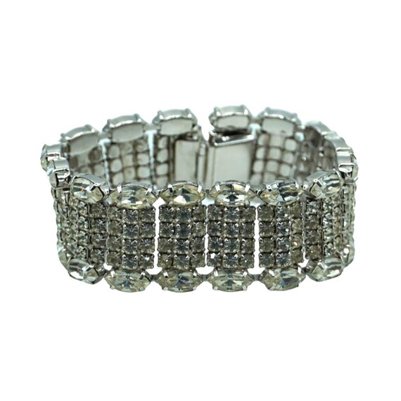 Vintage Clear Rhinestone Bracelet Old Hollywood G… - image 10