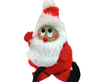 Vintage Santa Claus Shelf Sitter Christmas Plush by Russ Berrie & Co 1975 Felt Legs Weighted