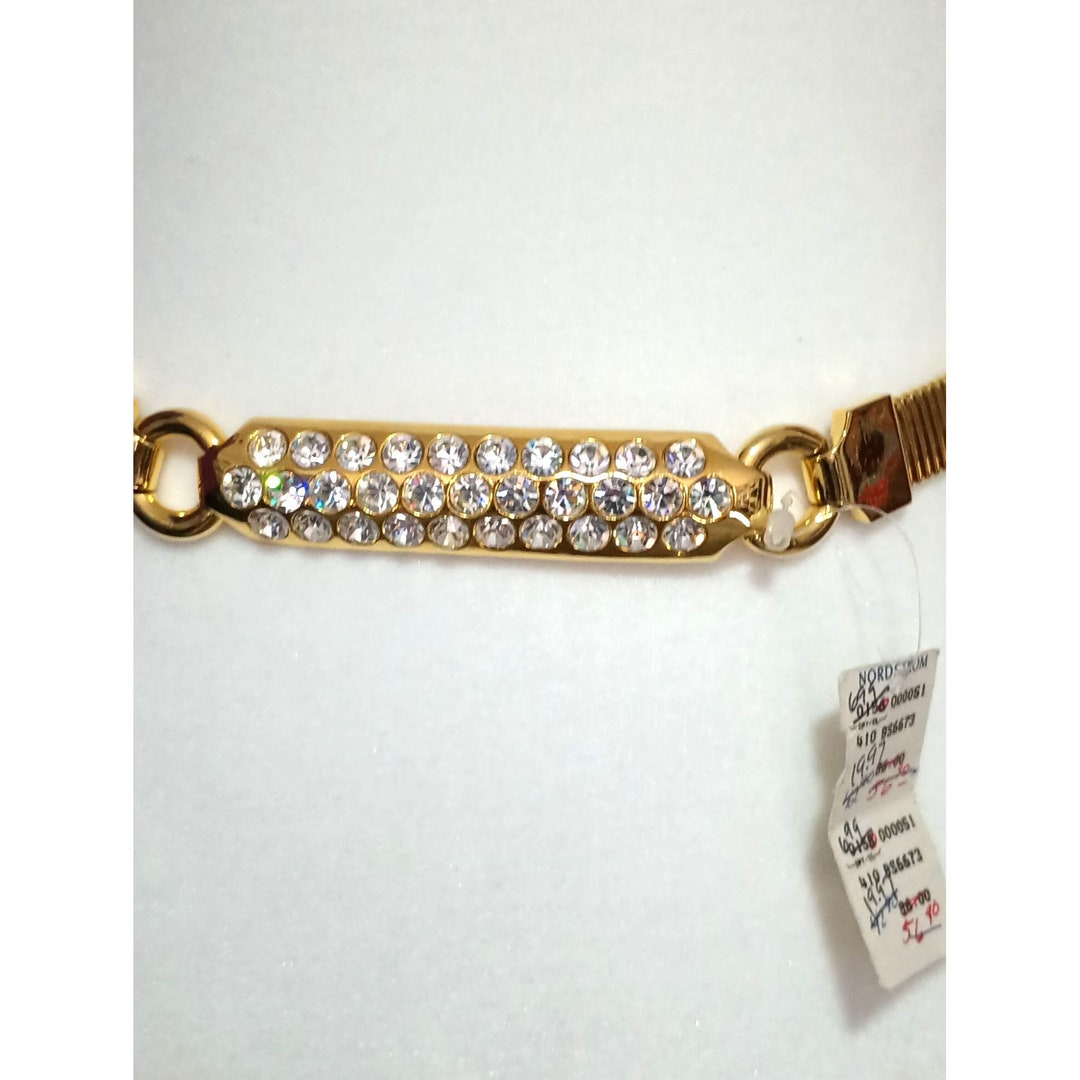 Vintage Rhinestone Belt Gold Tone Chunky Crystal Statement Glam Jewelry Accessor Vintage Rhinestone Crystal Belt Gold Tone Chunky Statement  main image 4