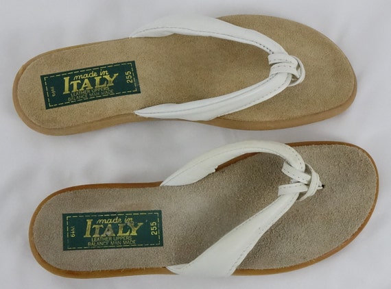 Vintage Leather Flip Flops Made in Italy Sandals … - image 5