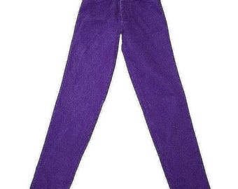 Vintage Bar None Jeans Purple High Waist Rise Thoroughbred 24 inch Waist 7 / 8 R