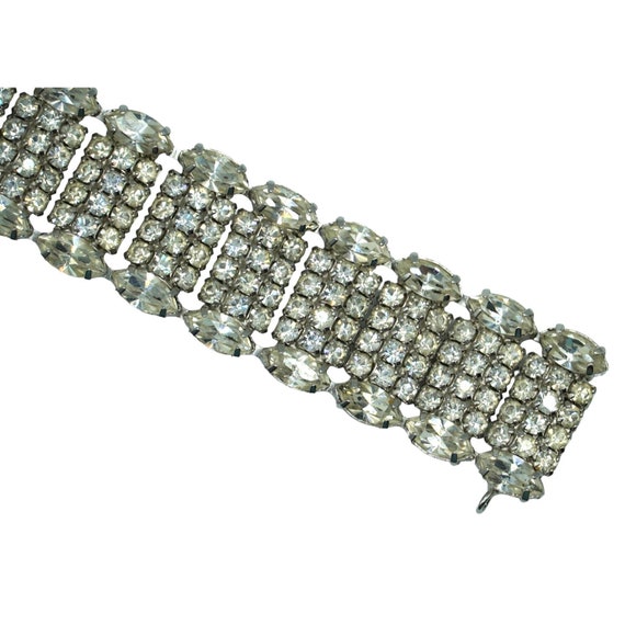 Vintage Clear Rhinestone Bracelet Old Hollywood G… - image 4