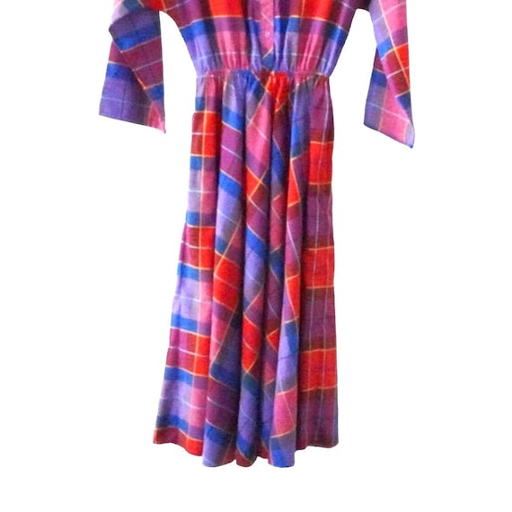 Vintage American Shirt Dress Purple Red Plaid Siz… - image 4