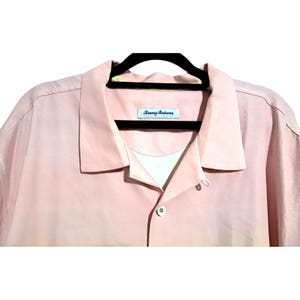 Tommy Bahama Silk Shirt Mens XXL Hawaiian Tropical Palm Print Ombre Pink Floral zdjęcie 8
