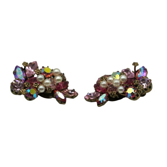 Vintage Austria Brooch Earrings Pink Rhinestones … - image 6